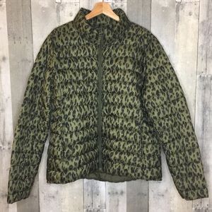 Old Navy Active Green Leopard Puffer Jacket